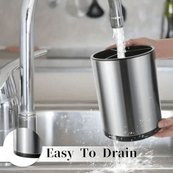 Stainless Steel Kitchen Utensil Holder 360 Rotating - Picture 8 of 8